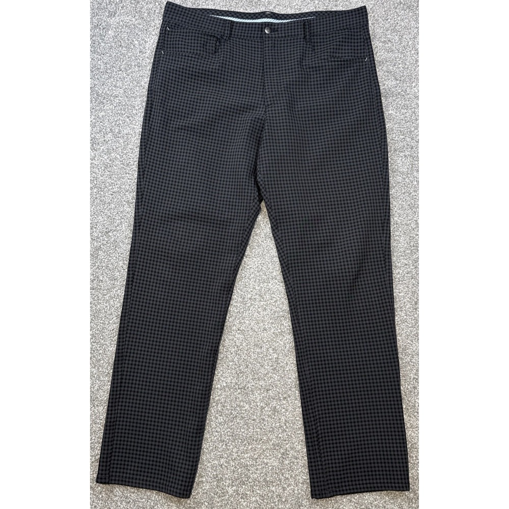 FootJoy Golf Pants‎ Men 36x30 Athletic Fit Black Gray Check Performance